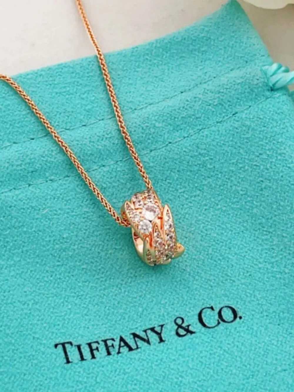 Tiffany & Co. Rose Gold Diamond-Set Wing Necklace